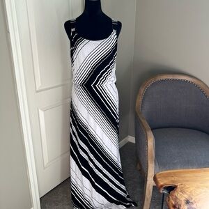 White House Black Market Black and White Halter Sundress